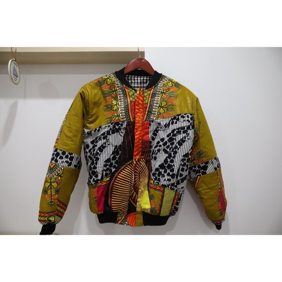 RARE Handmade Custom Mens M Puffer Jacket Muiltcolor Africa Patchwork - Picture 2 of 10